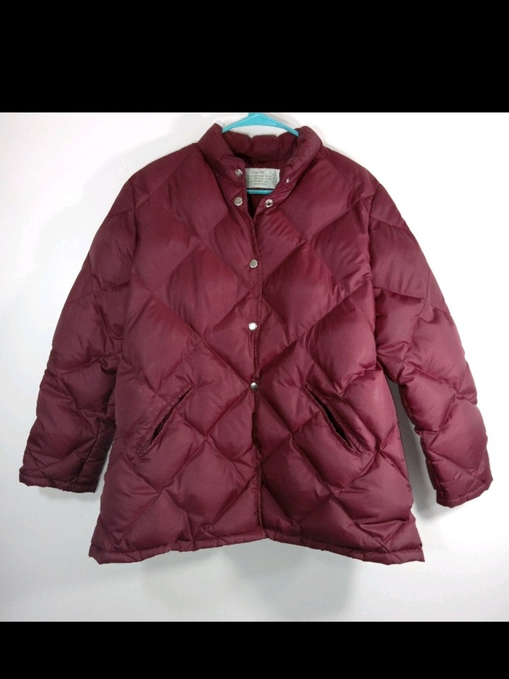 Vtg 70s/80s Duck Down Puffer Coat Womens Maroon/Burgundy Sz A6